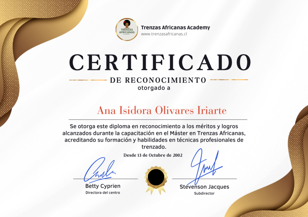 Certificado de trenzas africanas academy