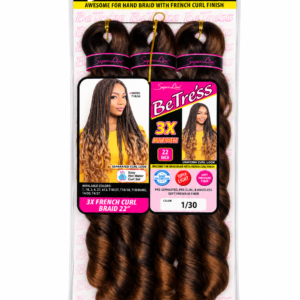 BeTress French Curl 3X – Extensiones para Trenzas 22” | Negro y Castaño Cobrizo 1/30