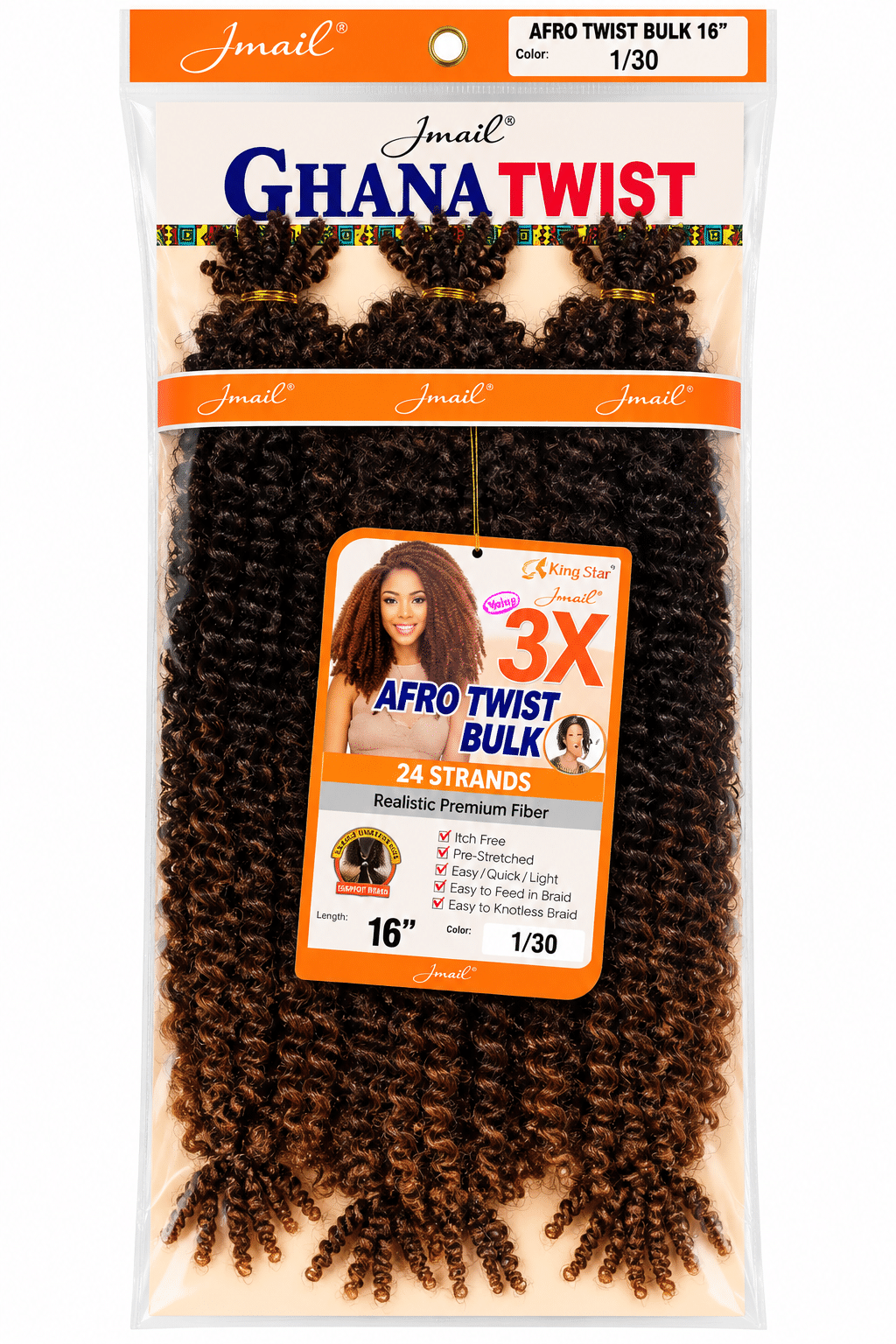 Extensión Ghana Twist Afro Twist 16” – Jmail 3X – Color 1/30