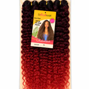 Extensiones Crochet Rizadas DSOARHAIR Charmosa – Degradado Negro a Rojo T2/BUG, (3 piezas)