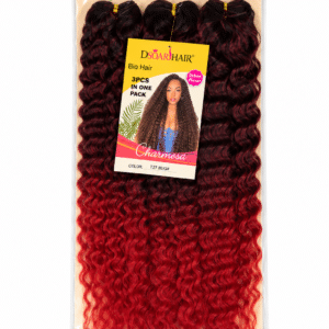 Extensiones crochet DSOARHAIR Charmosa rizadas en degradado negro a rojo borgoña, paquete de 3 piezas
