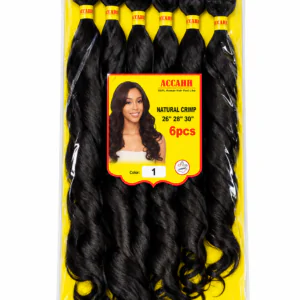 Extensión de Cabello Cortina Natural Crimp ACCAHH – 6 Piezas – Color 1 Negro