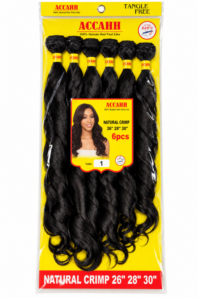 Extensión de Cabello Cortina Natural Crimp ACCAHH – 6 Piezas – Color 1 Negro