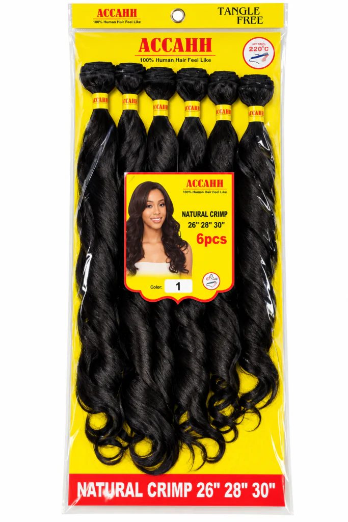 Extensión de Cabello Cortina Natural Crimp ACCAHH – 6 Piezas – Color 1 Negro