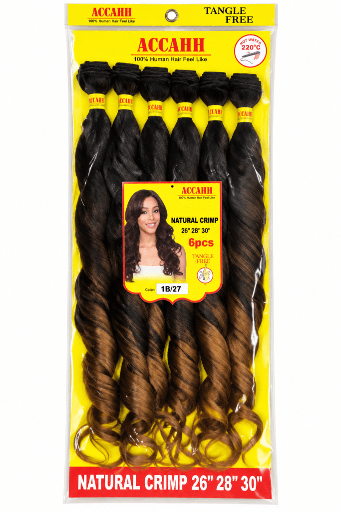Extensión de Cabello Tipo Cortina ACCAHH Natural Crimp – 6 Piezas – Color 1B/27